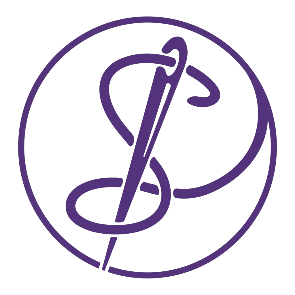 suhair_stitches logo: a needle and thread forming an S